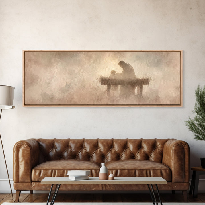 Divine Child Rest | Framed Canvas Print | Christian Wall Art | Panoramic Wall Art | Christian Art Canvas | Christmas Art | Jesus Painting