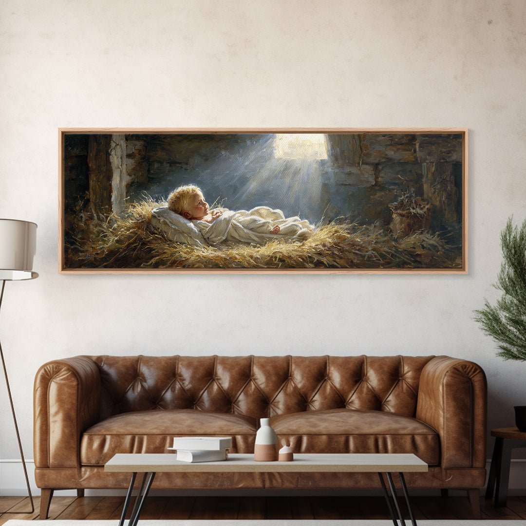 Light Of Bethlehem – Framed Canvas Print – Christian Wall Art – Panoramic Art – Christian Christmas Art – Jesus Painting – Christmas Canvas