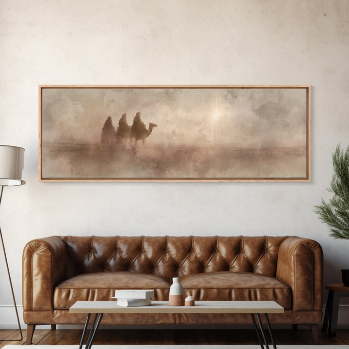 Journey Of Kings, Framed Canvas Print, Christian Art Canvas, Panoramic Wall Art, Christian Christmas Art, Jesus Painting, Christmas Decor