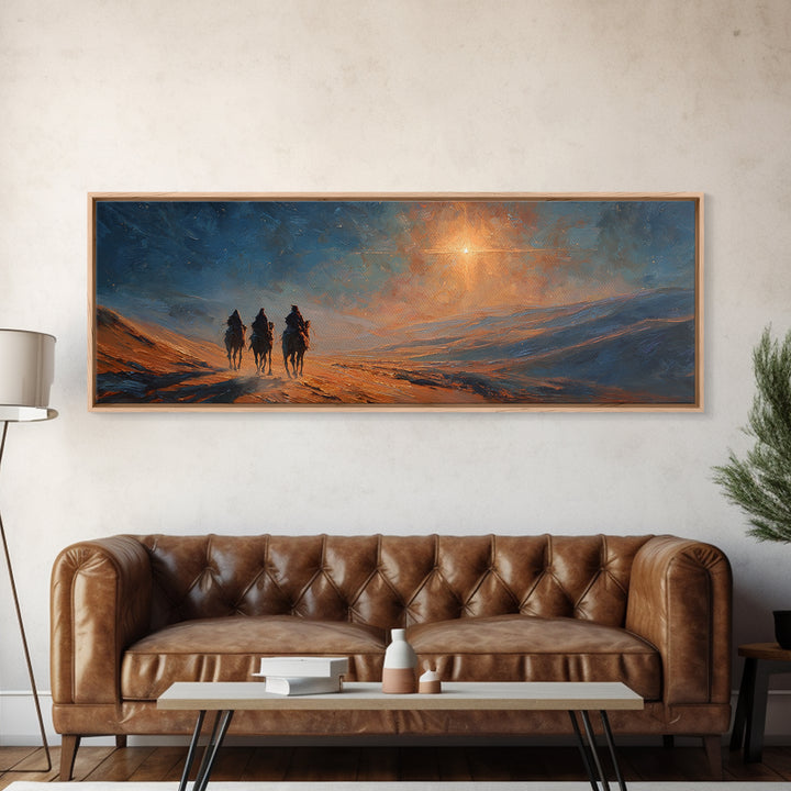 Three Kings Ascent | Framed Canvas Print | Christian Wall Art | Panoramic Art | Christian Art Canvas | Jesus Christmas Art | Christmas Deco