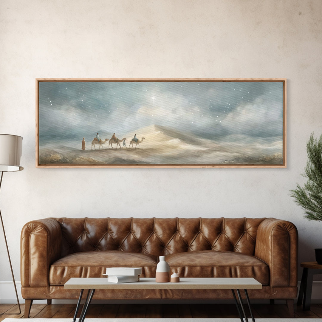 Holy Star Caravan – Framed Canvas Print – Christian Art Canvas – Panoramic Art – Christian Wall Art – Christmas Art – Jesus Art Print