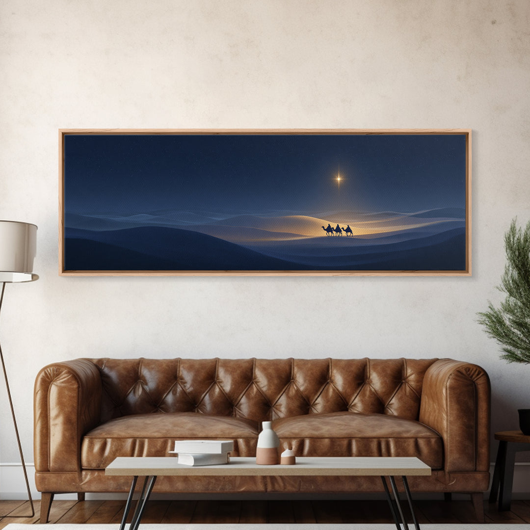 Night Journey | Framed Canvas Print | Christian Wall Art | Panoramic Painting | Christmas Art Prints | Christian Art Canvas | Christian Chr