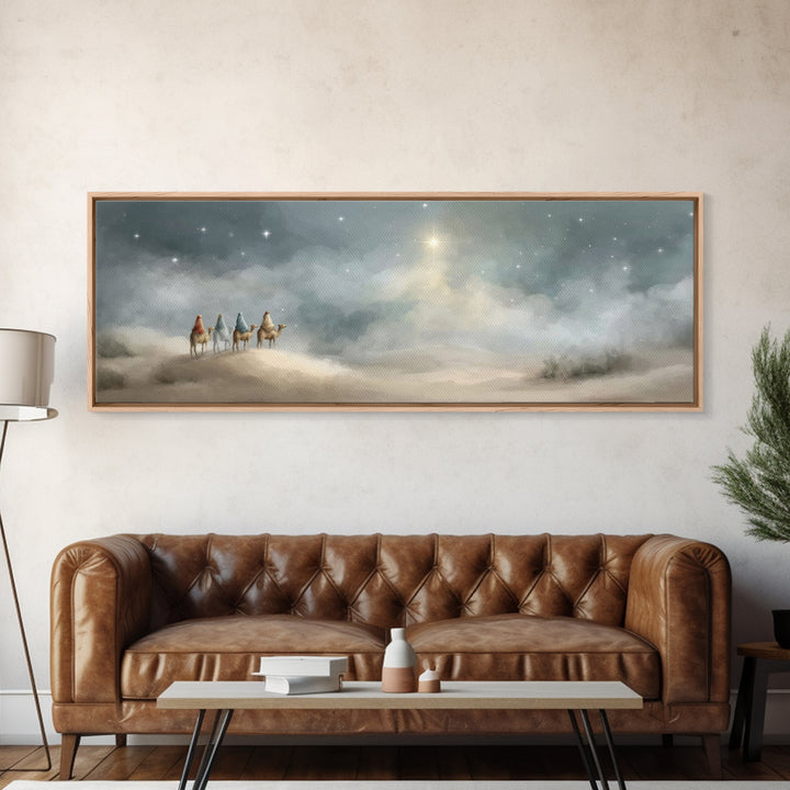 Journey of Light – Framed Canvas Print – Christian Art Canvas – Panoramic Painting – Christmas Wall Art – Christian Christmas Decor – Moder