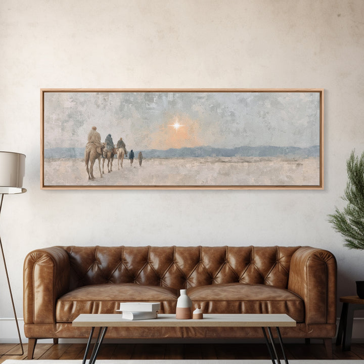 Celestial Promise, Framed Canvas Print, Christian Art Canvas, Panoramic Print, Christmas Art, Christian Decor for Home, Christian Christmas