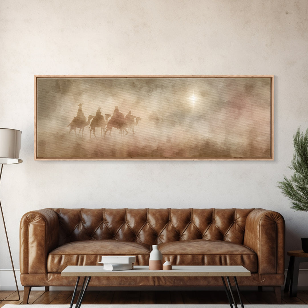 Sacred Path | Framed Canvas Print | Christian Christmas Art | Panoramic Art | Christian Art Canvas | Christmas Wall Art | Modern Christian