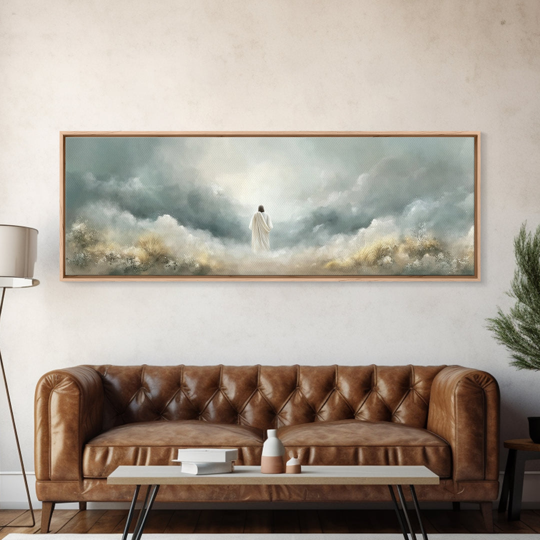 Heavenly Gathering | Framed Canvas Print | Christian Art Canvas | Panoramic Art | Christian Wall Art | Jesus Painting | Christian Art Print