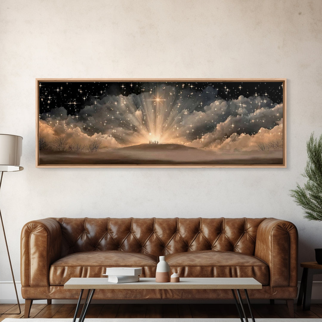 Star Of Promise, Framed Canvas Print, Christian Art Canvas, Panoramic Painting, Christmas Art, Christian Christmas Decor, Christian Wall Ar