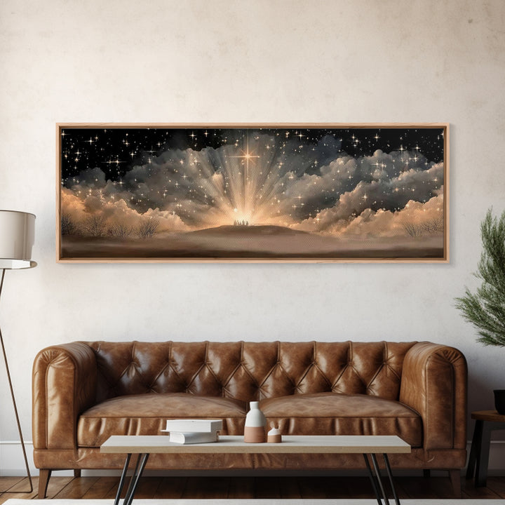 Star Of Promise, Framed Canvas Print, Christian Art Canvas, Panoramic Painting, Christmas Art, Christian Christmas Decor, Christian Wall Ar