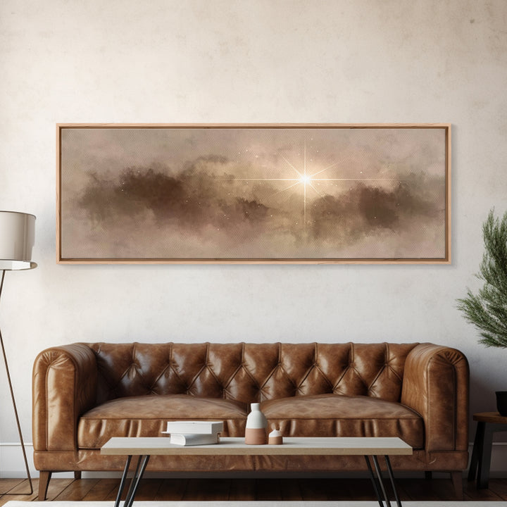 Night Of Glory | Framed Canvas Print | Christian Art Canvas | Panoramic Wall Art | Christmas Art Prints | Christian Christmas Art | Christi