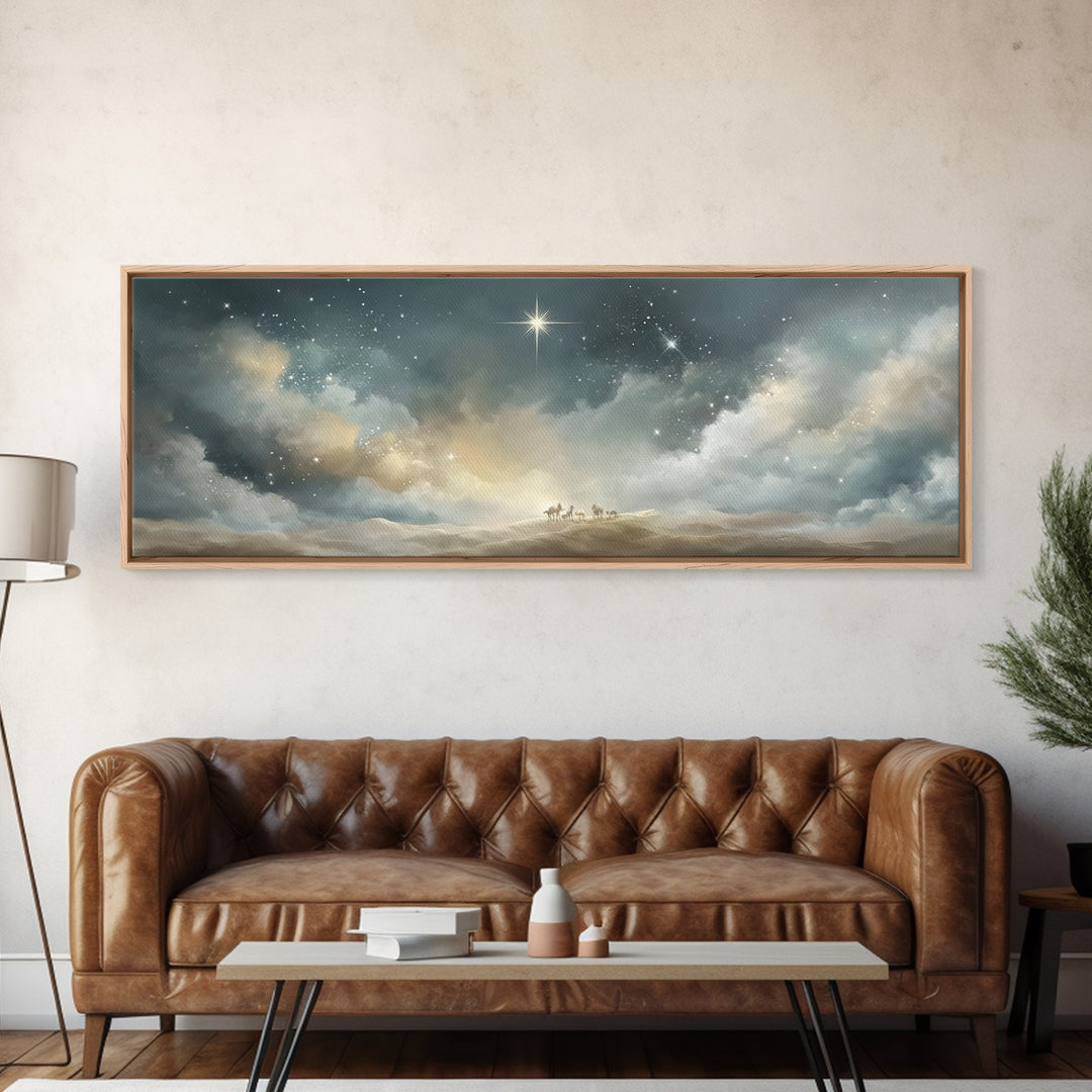 Divine Star – Framed Canvas Print – Christian Art Canvas – Panoramic Print – Christmas Wall Art – Christian Christmas Art – Christian Art P