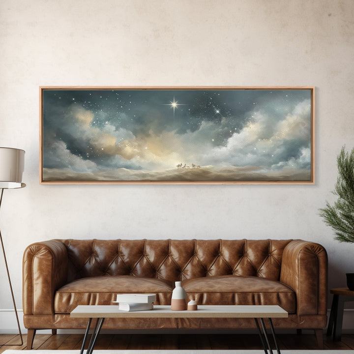 Divine Star – Framed Canvas Print – Christian Art Canvas – Panoramic Print – Christmas Wall Art – Christian Christmas Art – Christian Art P