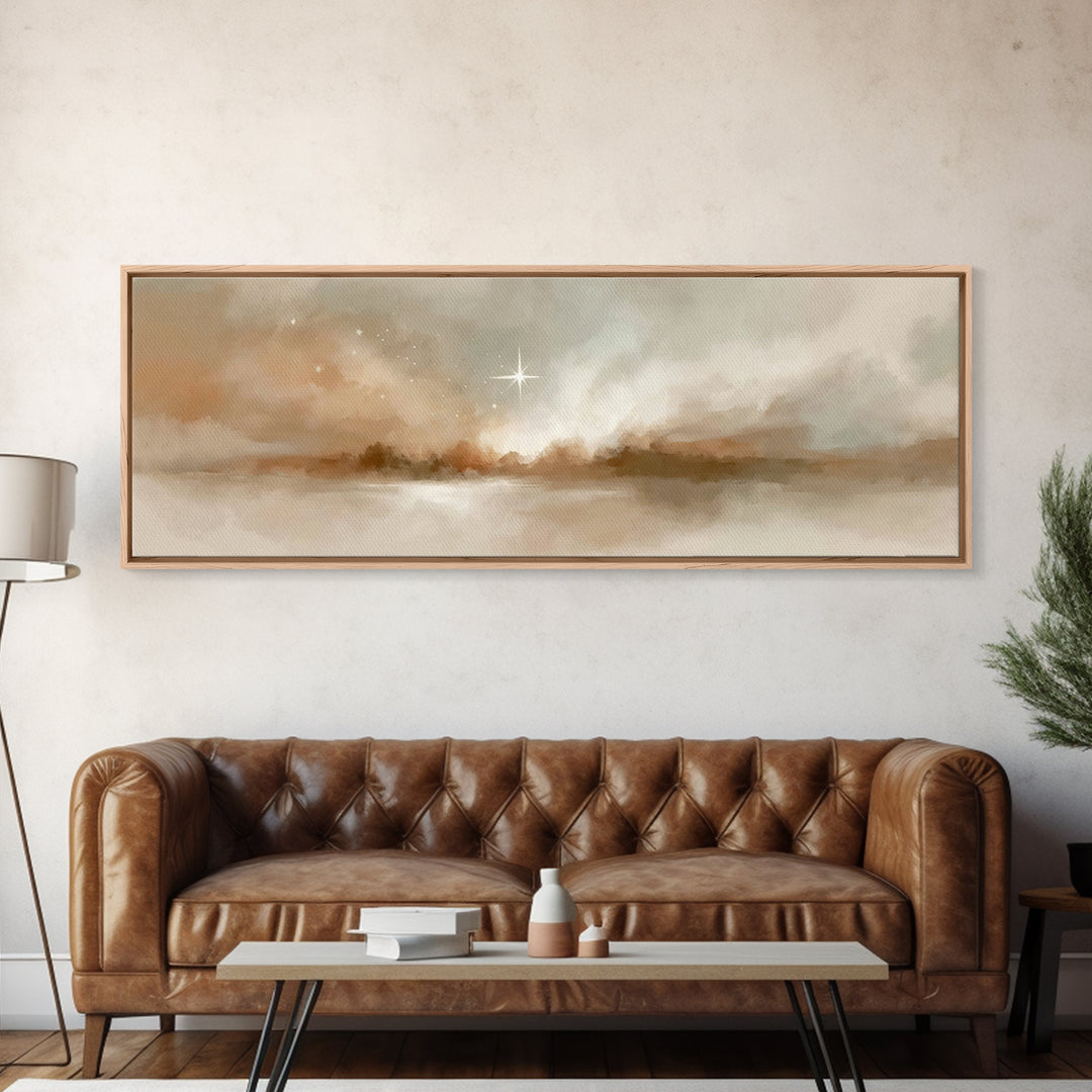 Guiding Dawn Star – Framed Canvas Print – Christian Wall Art – Christian Art Canvas – Panoramic Art – Christmas Art – Jesus Painting
