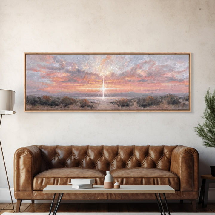 Radiant Bethlehem Sky | Framed Canvas Print | Christian Wall Art | Christian Art Canvas | Panoramic Painting | Christmas Art | Christian Gi