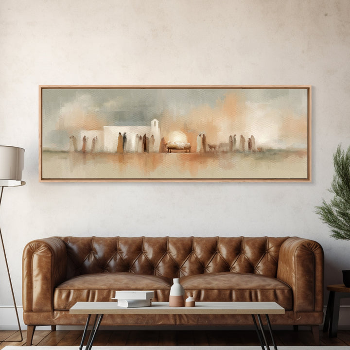 Bethlehem Evening Glow – Framed Canvas Print – Panoramic Frame – Christian Wall Art – Christian Art Canvas – Christmas Art – Christian Chri