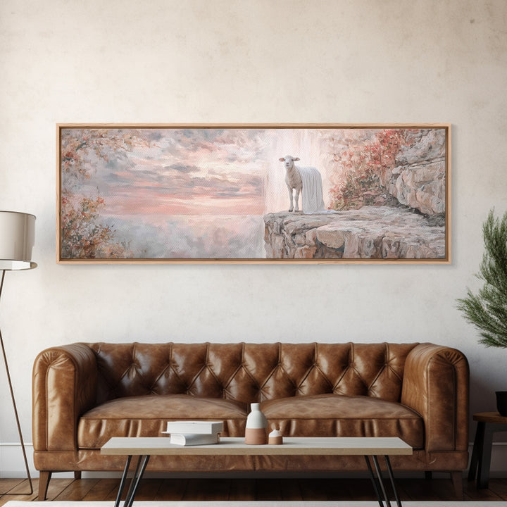 Silent Birth Grace | Framed Canvas Print | Christian Christmas Art | Christian Wall Art | Panoramic Art | Christian Art Canvas | Jesus Pain