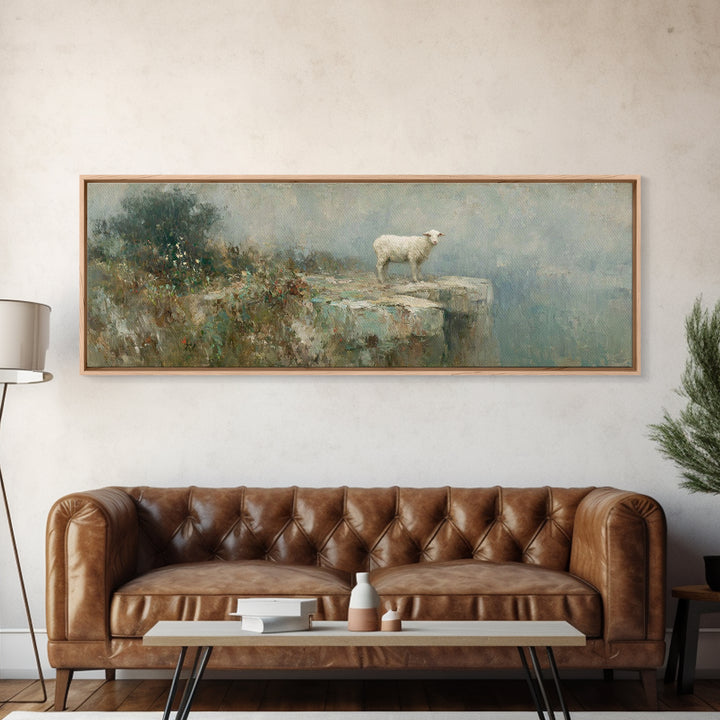 Lamb Of Mercy, Framed Canvas Print, Christian Art Canvas, Christian Wall Art, Panoramic Art, Christian Painting, Christian Decor