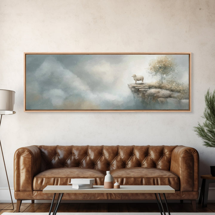 Heavenward Lamb – Framed Canvas Print – Christian Wall Art – Christian Art Canvas – Panoramic Wall Art – Christian Painting – Christian Dec
