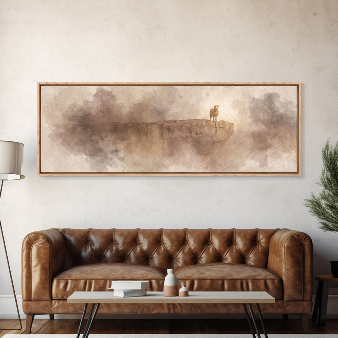 The Lost Lamb – Framed Canvas Print – Christian Wall Art – Jesus Painting – Panoramic Art – Christian Art Canvas – Christian Decor