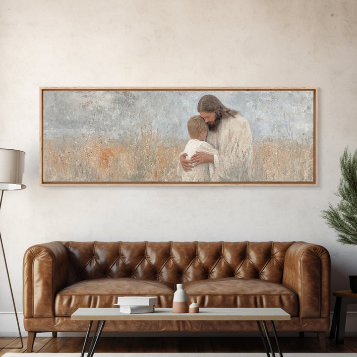 Sacred Reunion | Framed Canvas Print | Christian Wall Art | Jesus Painting | Panoramic Print | Christian Art Canvas | Christian Decor