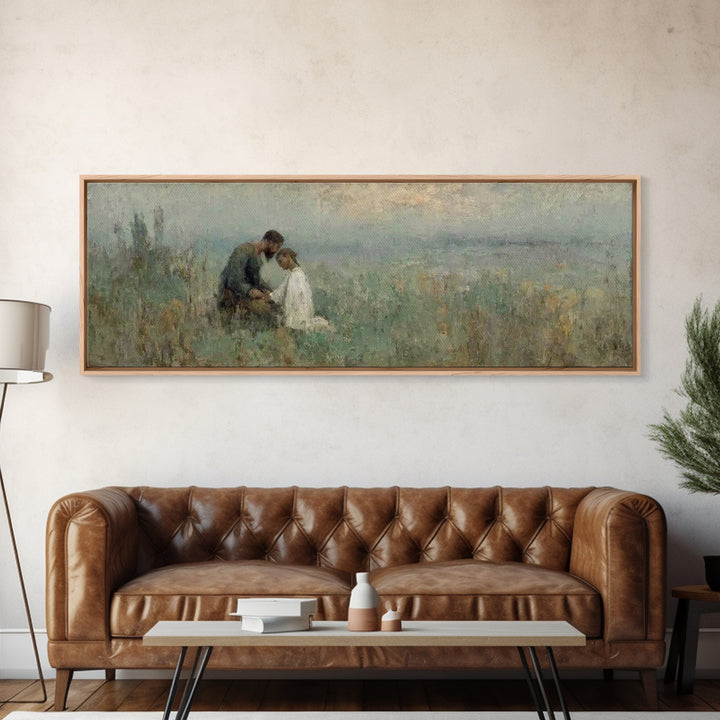 Evening Comfort, Framed Canvas Print, Christian Wall Art, Jesus Painting, Panoramic Frame, Christian Art Canvas, Christian Decor