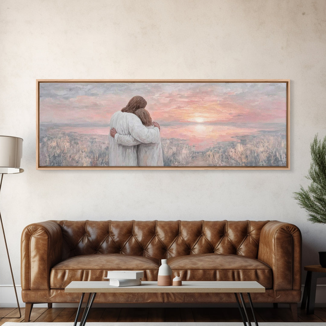 Eternal Hope, Framed Canvas Print, Christian Wall Art, Jesus Painting, Panoramic Art, Christian Art Canvas, Christian Christmas Art