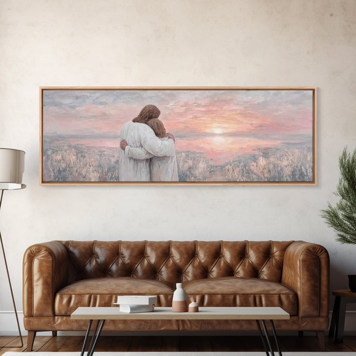 Eternal Hope, Framed Canvas Print, Christian Wall Art, Jesus Painting, Panoramic Art, Christian Art Canvas, Christian Christmas Art