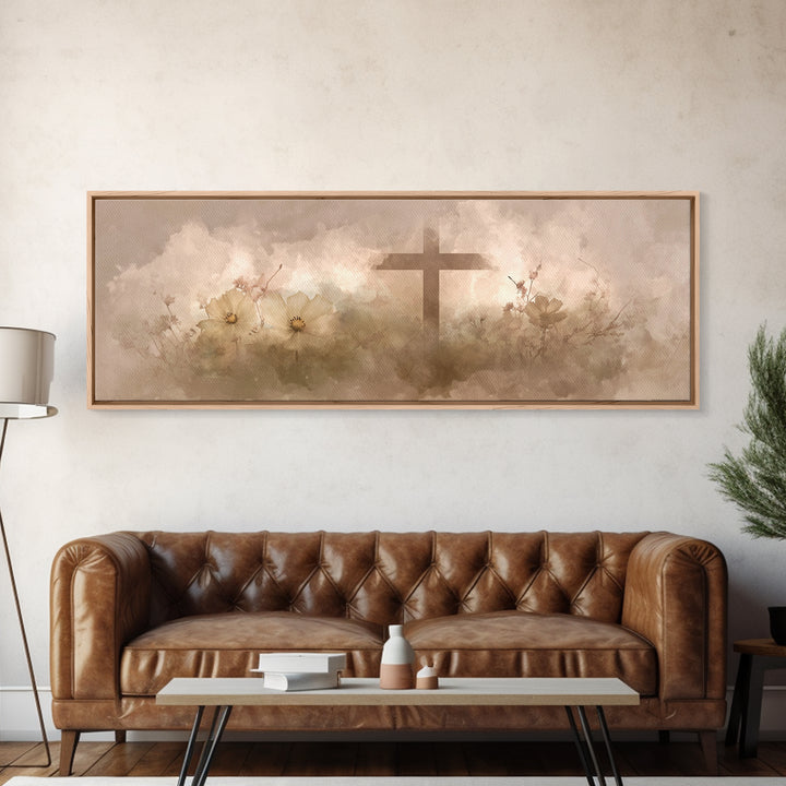 Sunset Promise | Framed Canvas Print | Christian Art Canvas | Jesus Painting | Panoramic Frame | Christian Wall Art | Christian Gift
