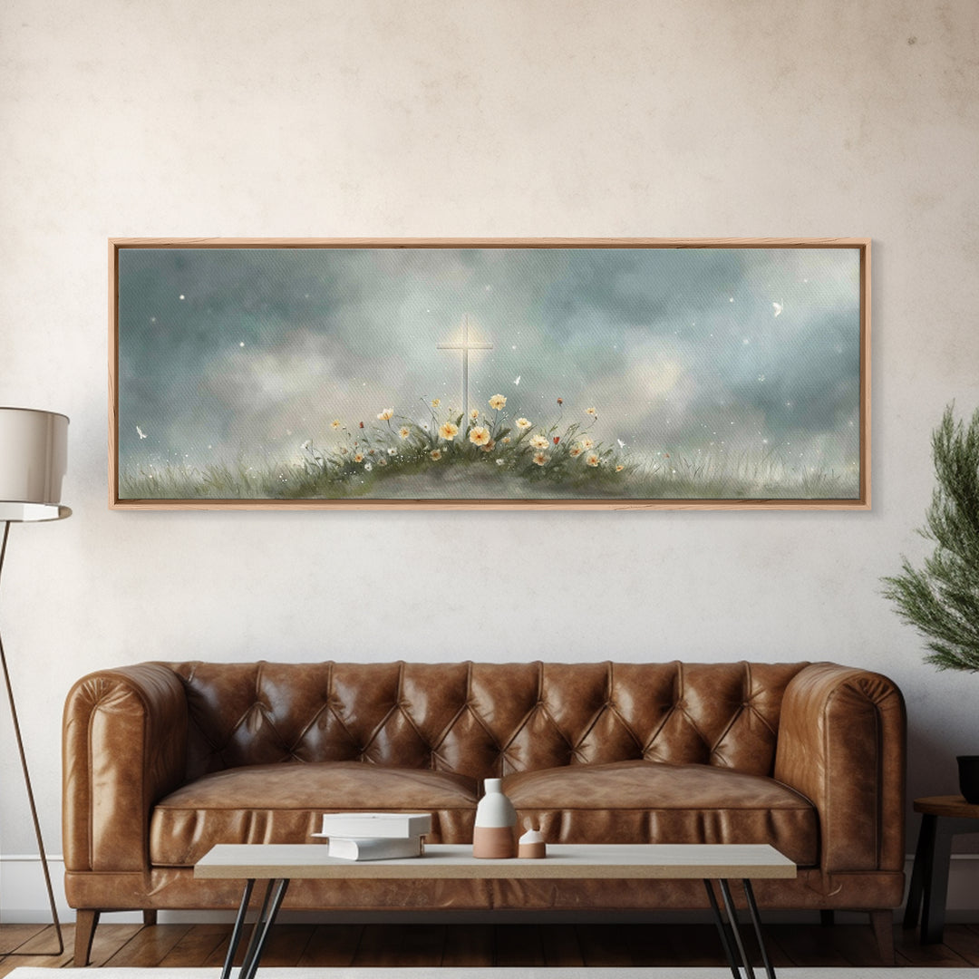 Cross Of Peace – Framed Canvas Print – Christian Wall Art – Christian Art Canvas – Panoramic Wall Art – Christian Decor – Christian Gift
