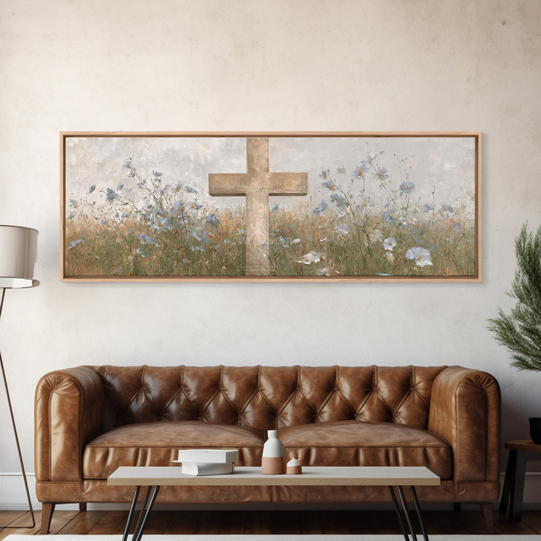 Cross Of Renewal – Framed Canvas Print – Christian Art Canvas – Christian Wall Art – Panoramic Art – Christian Art – Christian Gift