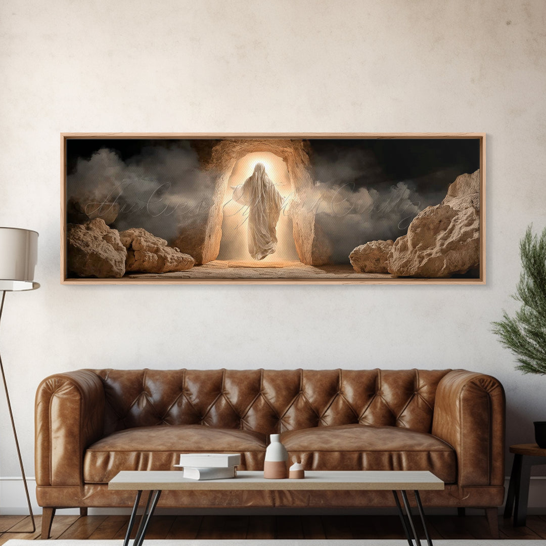 Sanctuary Gathering | Framed Canvas Print | Christian Wall Art | Christian Art Canvas | Panoramic Painting | Christian Art | Christian Gift