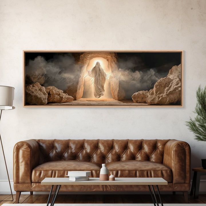 Sanctuary Gathering | Framed Canvas Print | Christian Wall Art | Christian Art Canvas | Panoramic Painting | Christian Art | Christian Gift