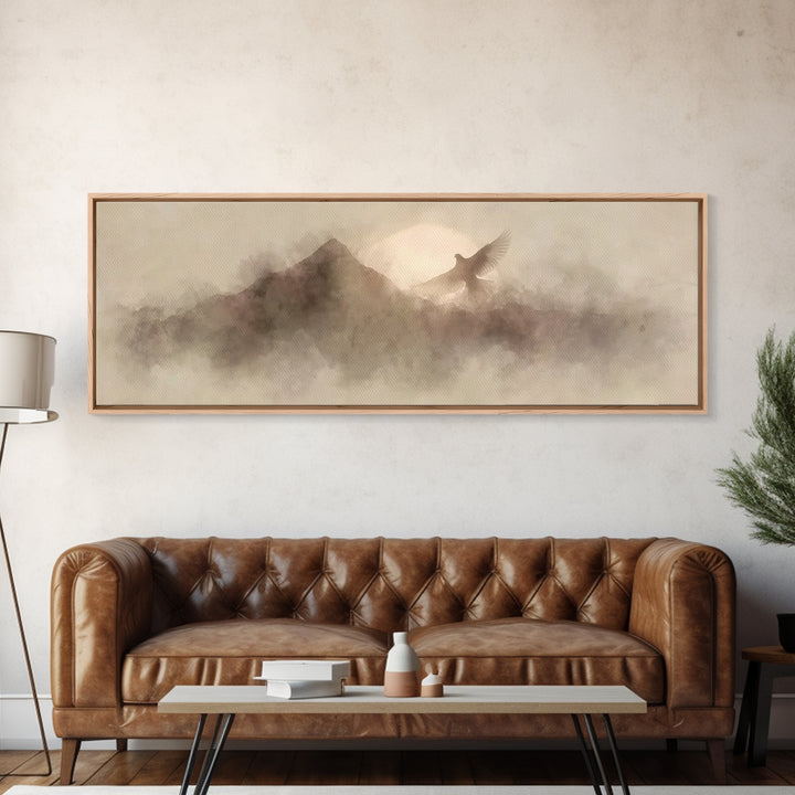 Promise Of The Dove | Framed Canvas Print | Panoramic Frame | Christian Wall Art | Christian Art Canvas | Modern Christian Art | Christian