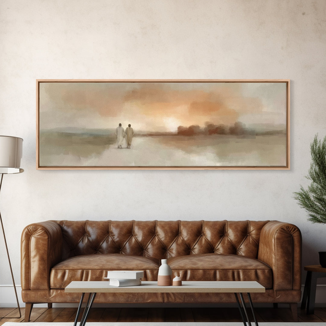 Emmaus Road Peace, Framed Canvas Print, Christian Wall Art, Christian Art Canvas, Jesus Painting, Extra Wide Art, Christian Gift Ideas