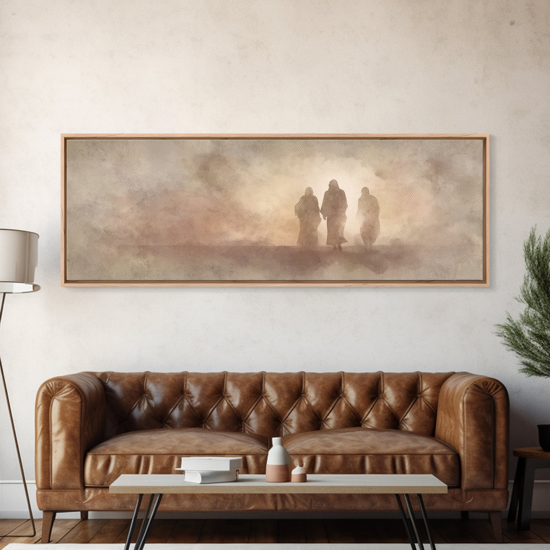 Sacred Walk Trio – Framed Canvas Print – Christian Wall Art – Christian Art Canvas – Panoramic Painting – Christian Christmas Art – Jesus P