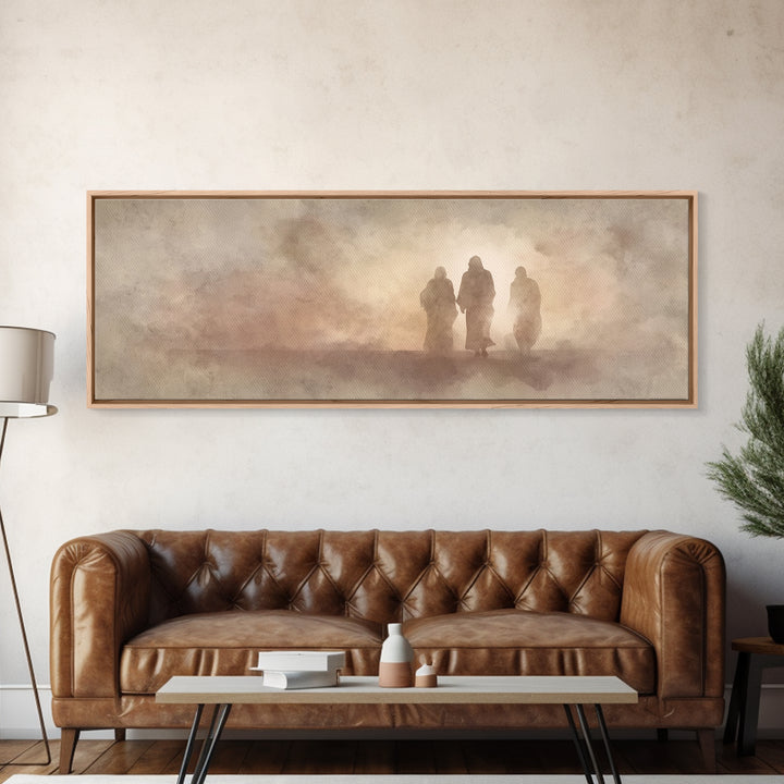Sacred Walk Trio – Framed Canvas Print – Christian Wall Art – Christian Art Canvas – Panoramic Painting – Christian Christmas Art – Jesus P