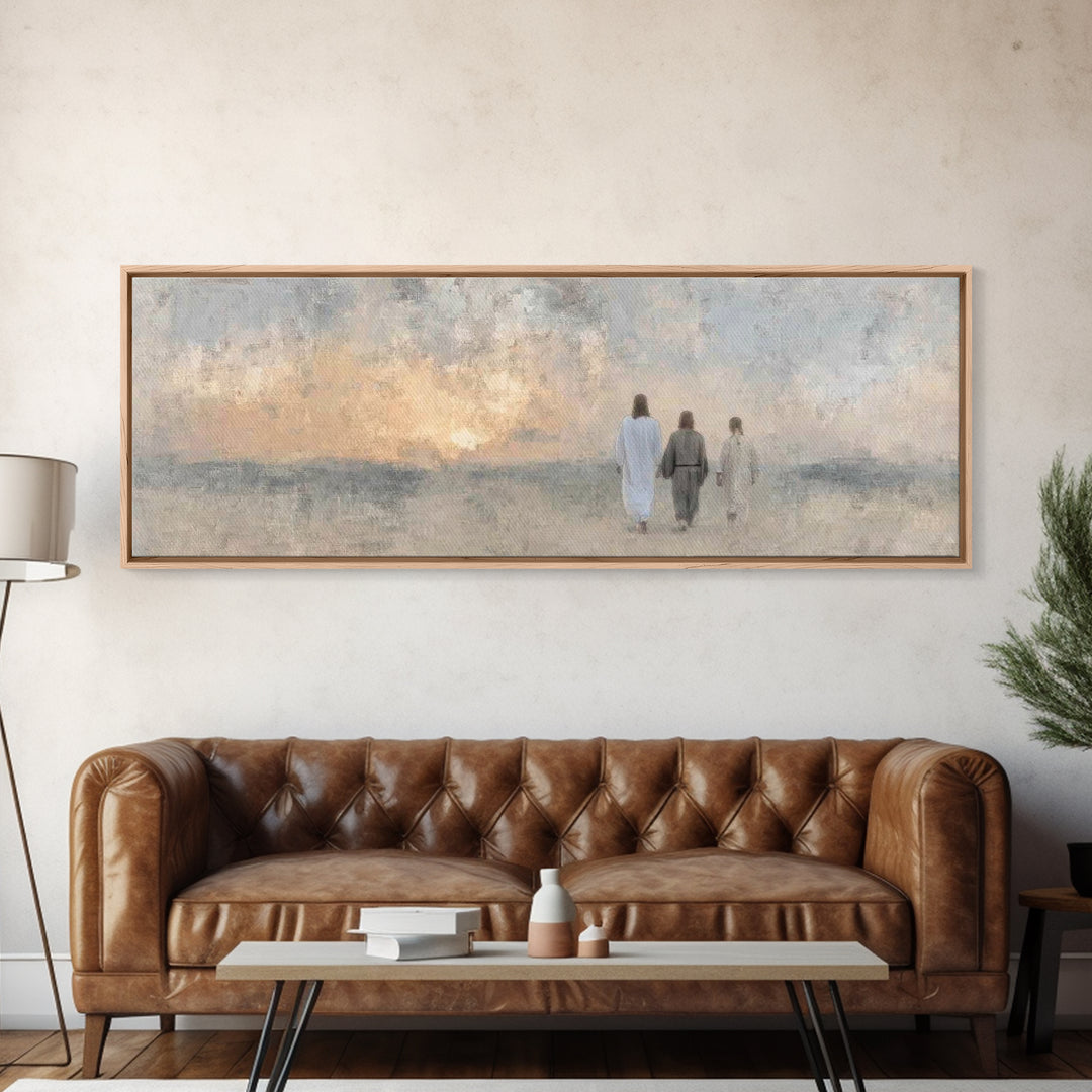 Twilight Disciples, Framed Canvas Print, Christian Wall Art, Christian Art Canvas, Panoramic Print, Christian Painting, Christmas Art
