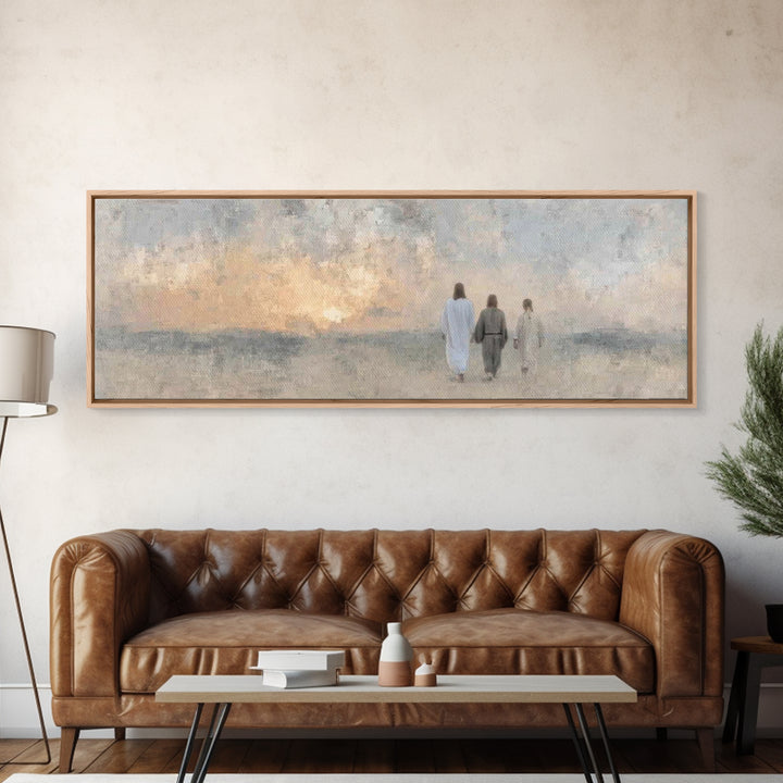 Twilight Disciples, Framed Canvas Print, Christian Wall Art, Christian Art Canvas, Panoramic Print, Christian Painting, Christmas Art