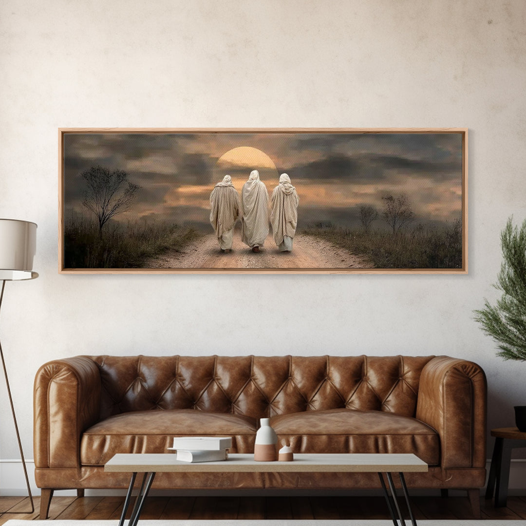 Savior’s Evening Path – Framed Canvas Print – Christian Wall Art – Christian Art Canvas – Panoramic Frame – Christian Christmas Art – Jesus