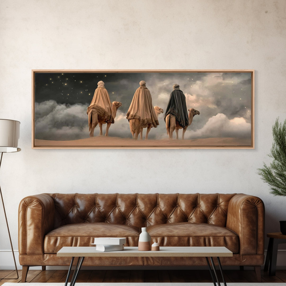 Wisemen Onward Grace – Framed Canvas Print – Panoramic Painting – Christian Wall Art – Christmas Art – Christian Art Print – Jesus Art
