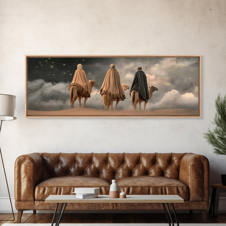Wisemen Onward Grace – Framed Canvas Print – Panoramic Painting – Christian Wall Art – Christmas Art – Christian Art Print – Jesus Art