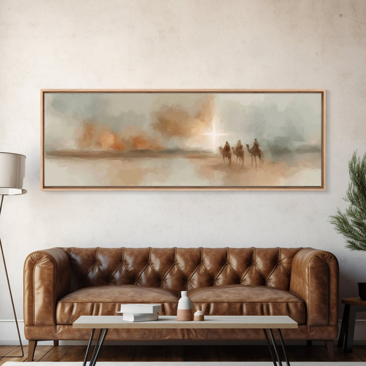 Holy Star Caravan – Framed Canvas Print – Christian Wall Art – Christian Art Canvas – Panoramic Wall Art – Christmas Art – Christian Gift