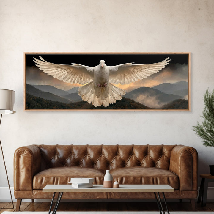 Serenity In Flight, Framed Canvas Print, Christian Art Canvas, Christian Wall Art, Panoramic Painting, Christian Gift