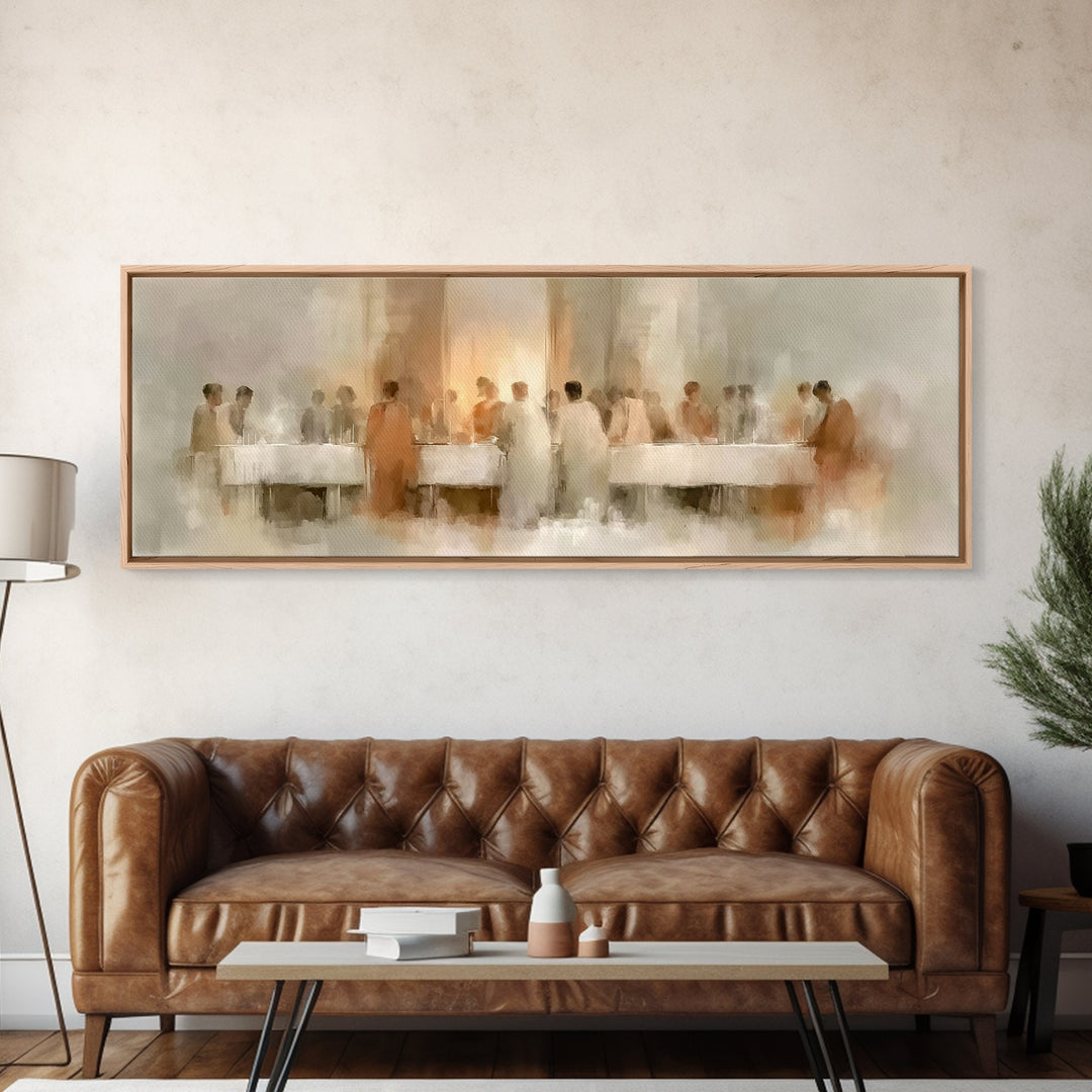 Table Of Mercy, Framed Canvas Print, Christian Art Canvas, Christian Wall Art, Panoramic Art, Christian Christmas Art