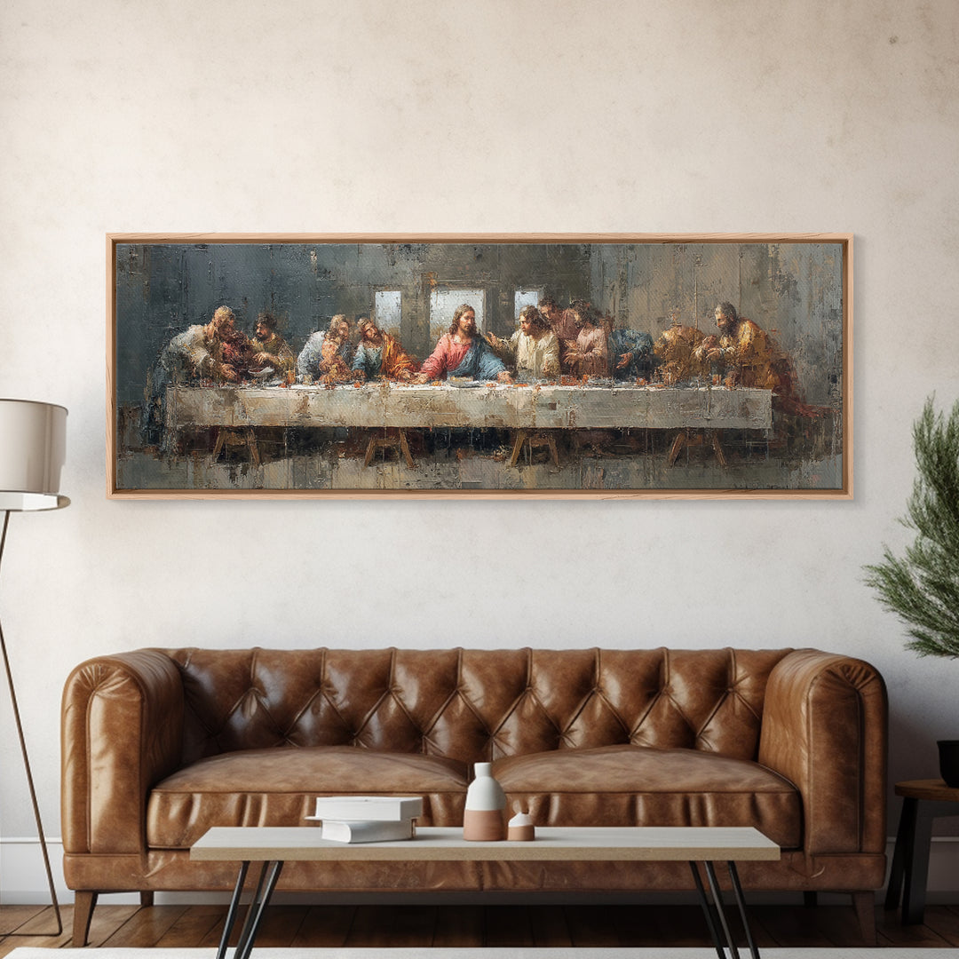 Holy Feast Harmony – Framed Canvas Print – Christian Wall Art – Christian Art Canvas – Panoramic Painting – Christian Decor