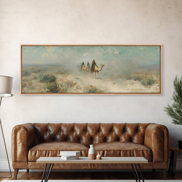 Desert Pilgrims – Framed Canvas Print – Christian Wall Art – Panoramic Art – Jesus Painting – Christian Art Canvas