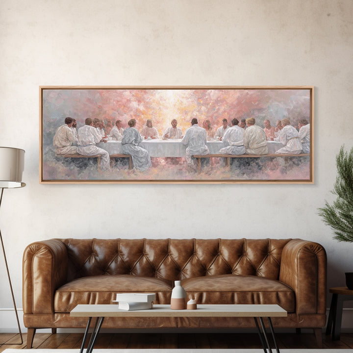 Radiant Last Supper, Framed Canvas Print, Christian Art Canvas, Christian Wall Art, Extra Wide Art, Christian Gift