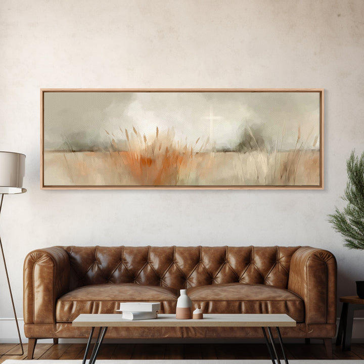 Fields Of Promise – Framed Canvas Print – Christian Wall Art – Christian Art Canvas – Panoramic Art – Christian Decor