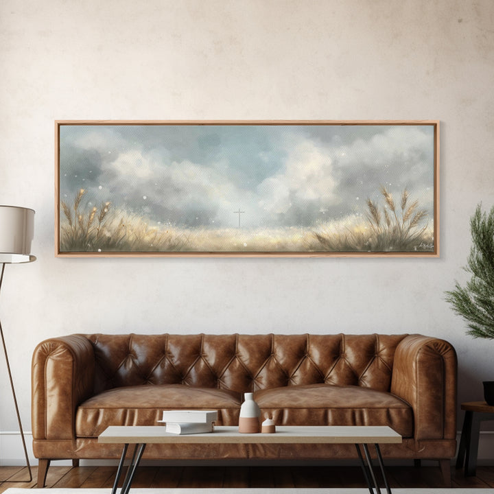 Heaven’s Wheatlight – Framed Canvas Print – Christian Wall Art – Christian Art Canvas – Panoramic Art – Christian Gift Ideas