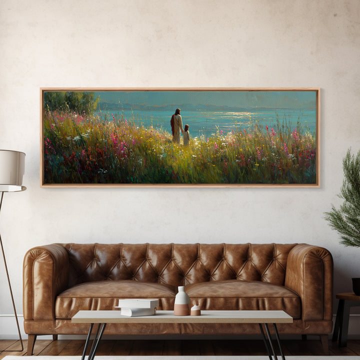River Of Light – Framed Canvas Print – Christian Decor – Christian Art Canvas – Panoramic Print – Jesus Painting – Christian Wall Art – Chr
