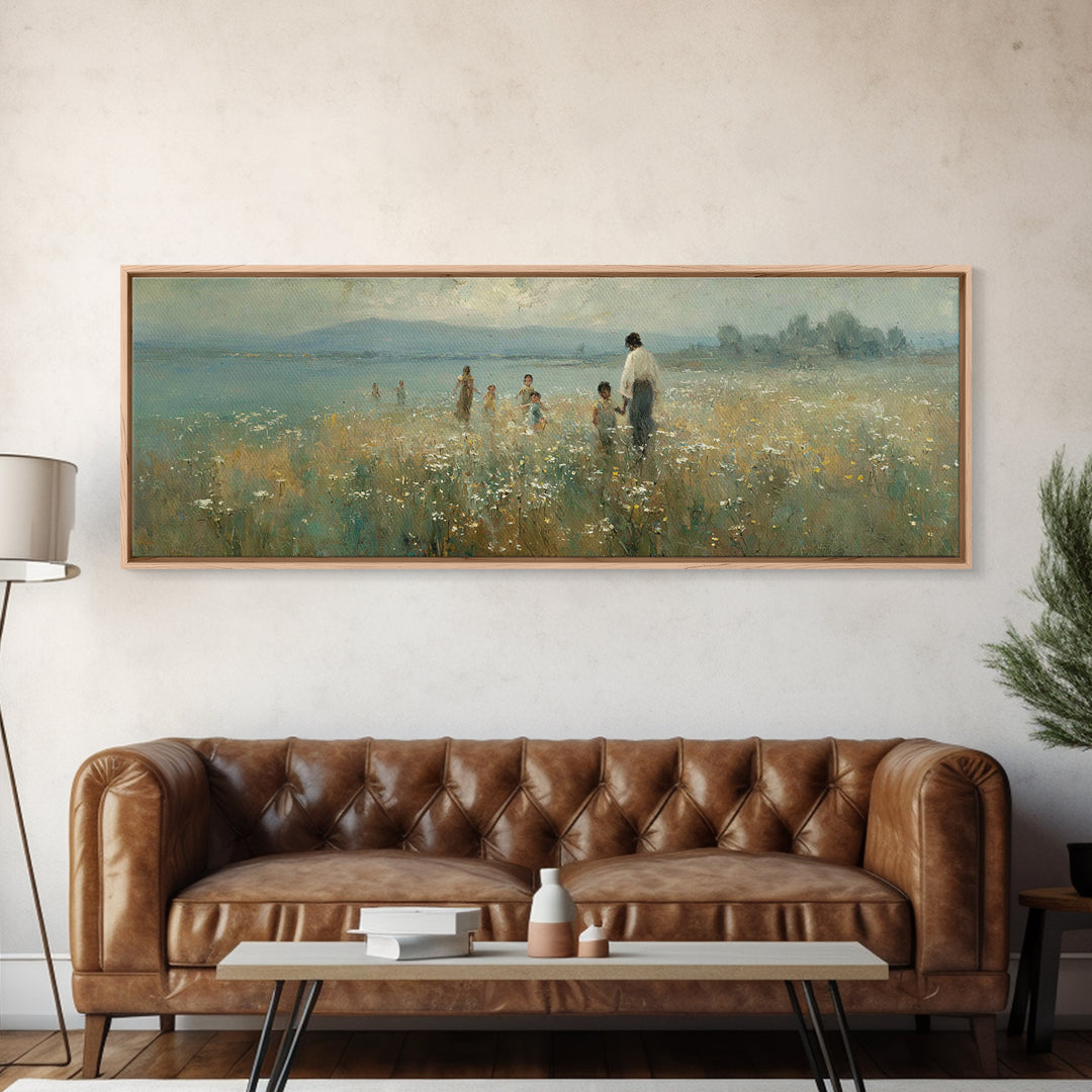 Garden Of Peace | Framed Canvas Print | Christian Art Canvas | Christian Wall Art | Jesus Painting | Panoramic Frame | Christian Decoration
